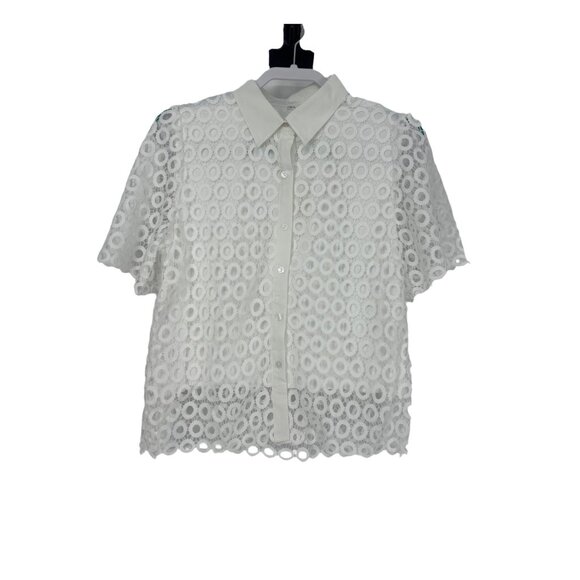 🐚 NWT White Eyelet Crochet 2-Piece Matching Set Resort Outfit L 🐚 - Picture 10 of 13